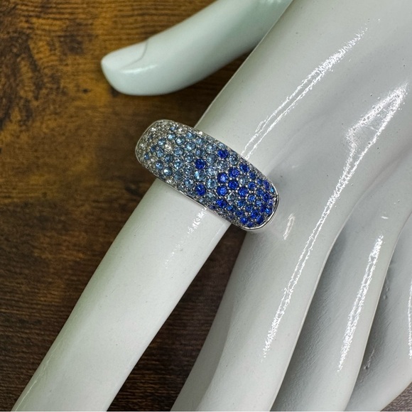 Nataliya V. Collister Jewelry - Nataliya V. Collister Blue and Clear Crystal Pave Dome Ring Size 10